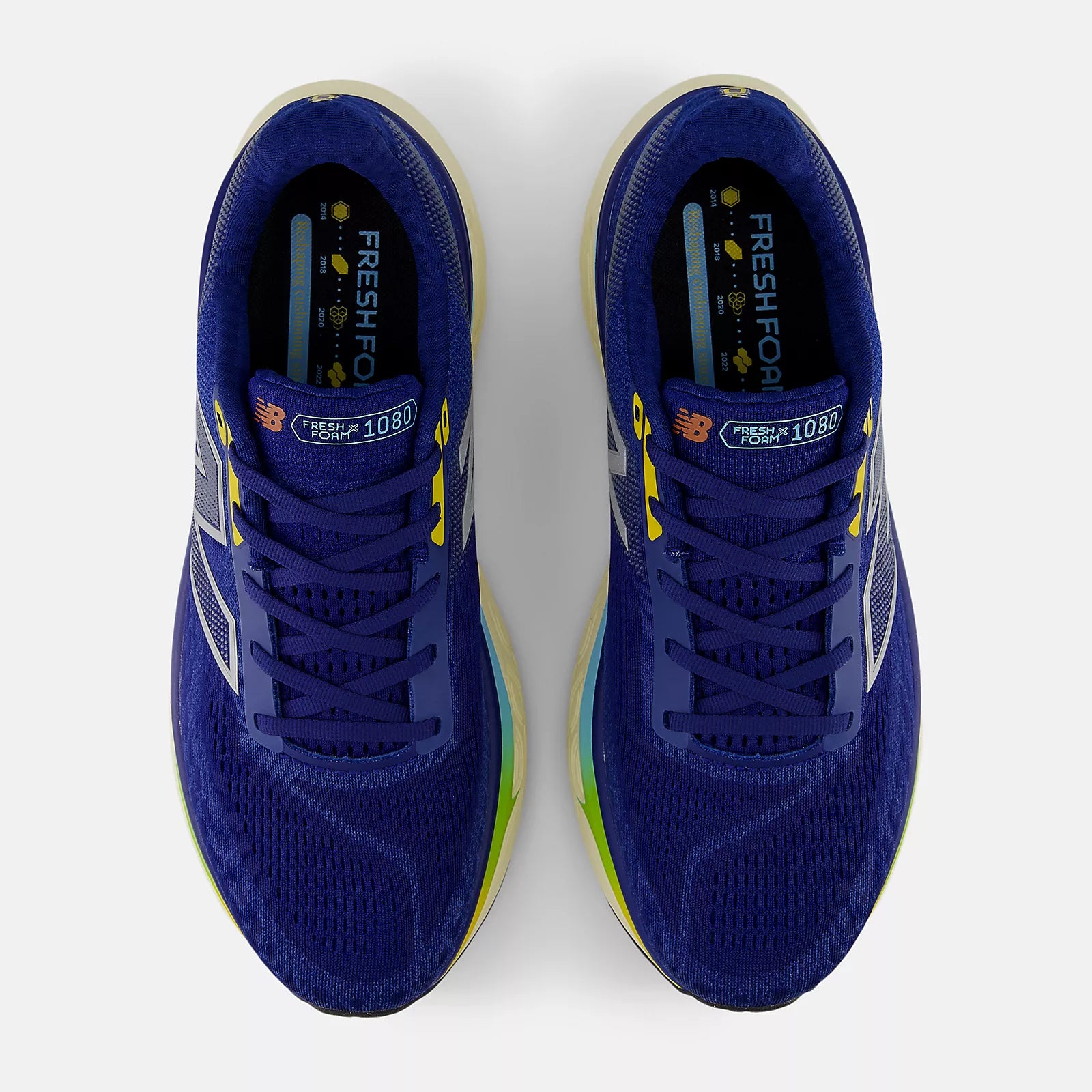 New Balance Fresh Foam X 1080v14 Wide (2E) Men's - Inkwell/Silver Metallic/Ginger Lemon